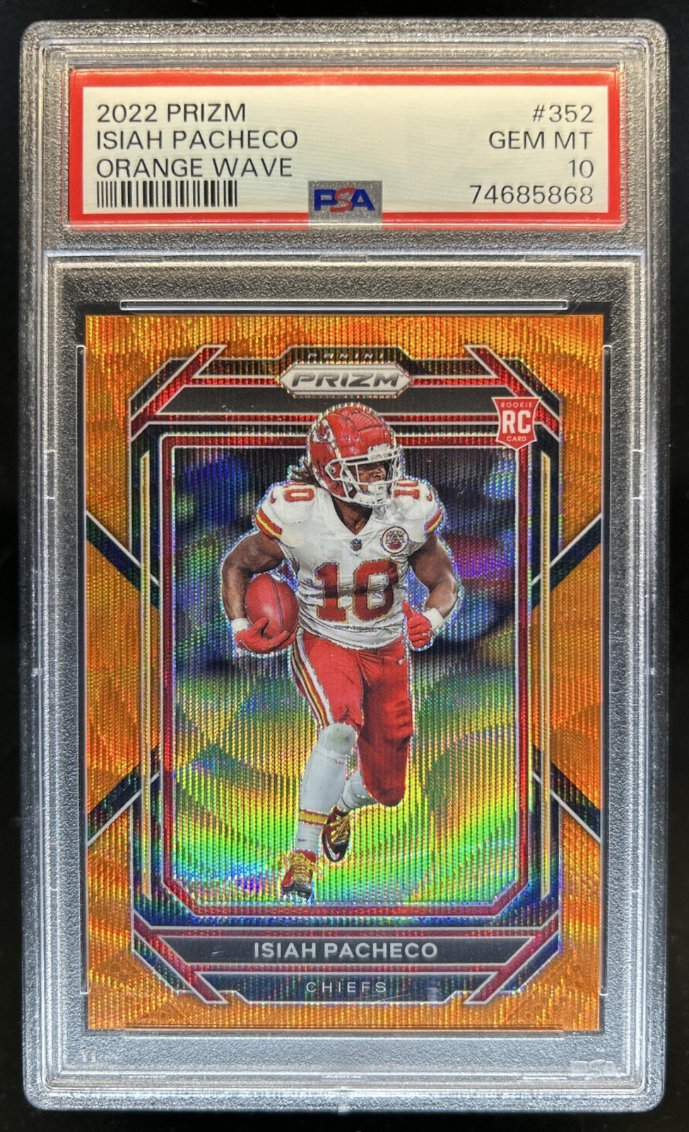 Isiah Pacheco Panini Prizm #352 Orange Wave