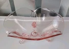 Beautiful Pink Depression Glass Three Legged Candy Dish Bowl Scalloped Edge 6.5"