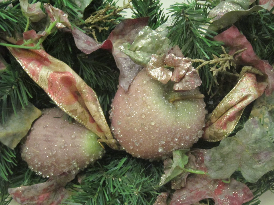 Otoño Invierno Elegante Guirnalda Vacaciones Navidad 24 pulgadas Peras Manzanas Cinta  Foto 3 de 4