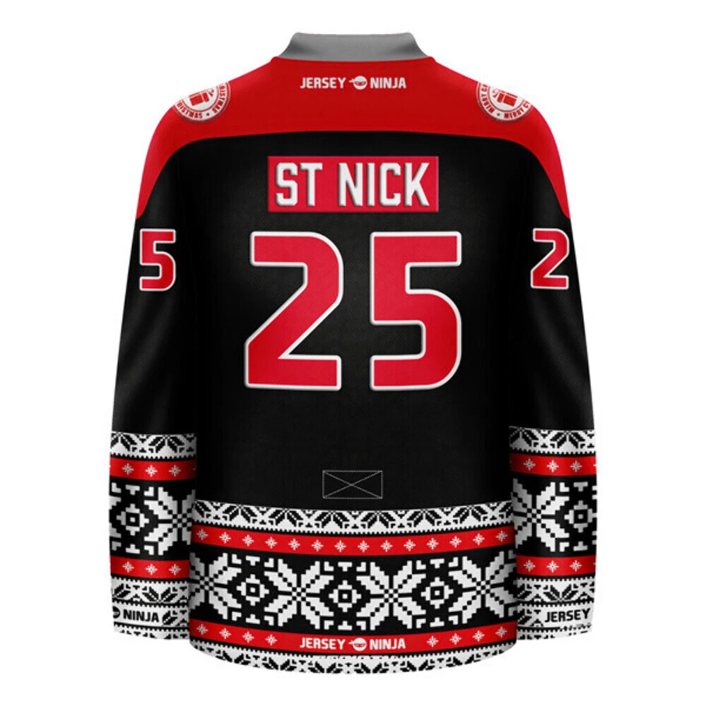 Christmas North Pole Nicks Black Holiday Hockey Jersey