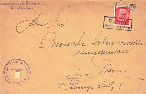 719723) DR Landpostblg. Borstein über Wreschen Wartheland Posen