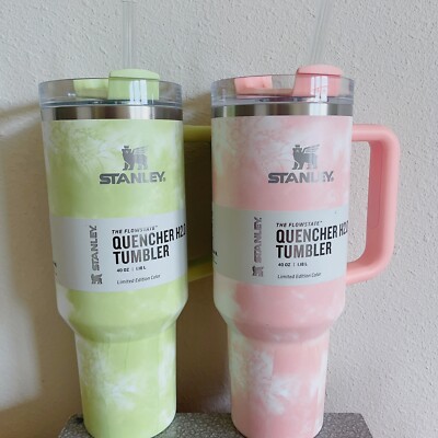 Brand New Stanley Quencher H2.0 Citron pink Tie Dye Tumbler 40oz