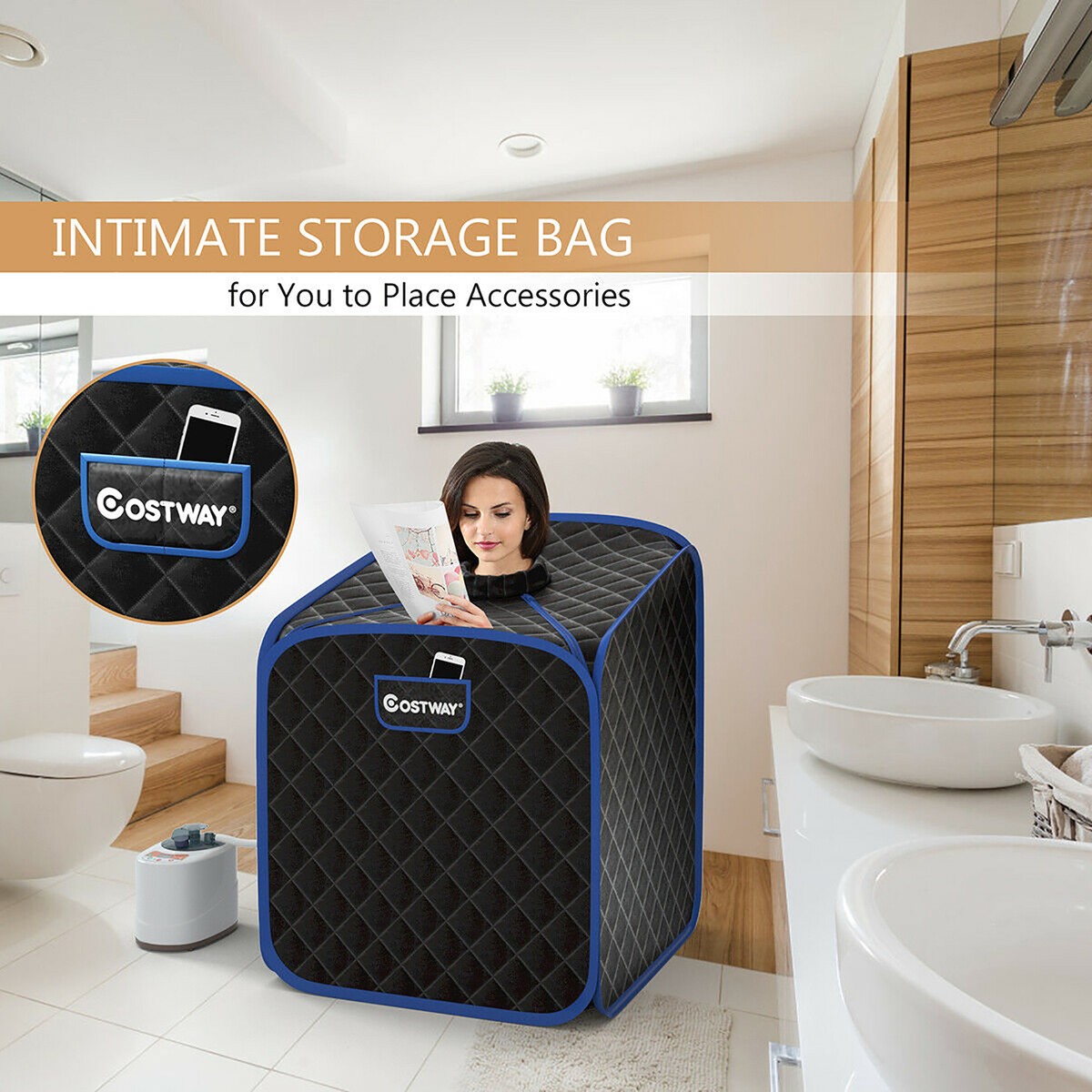 Costway Portable 2L Steam Sauna Spa Tent w/ Chair GreyBlackCoffee | eBay