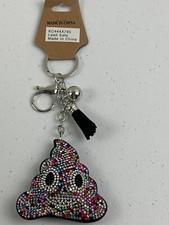 Poop Keychain Emoji Funny Gift Rhinestone Bling Keychain Novelty Keychain...