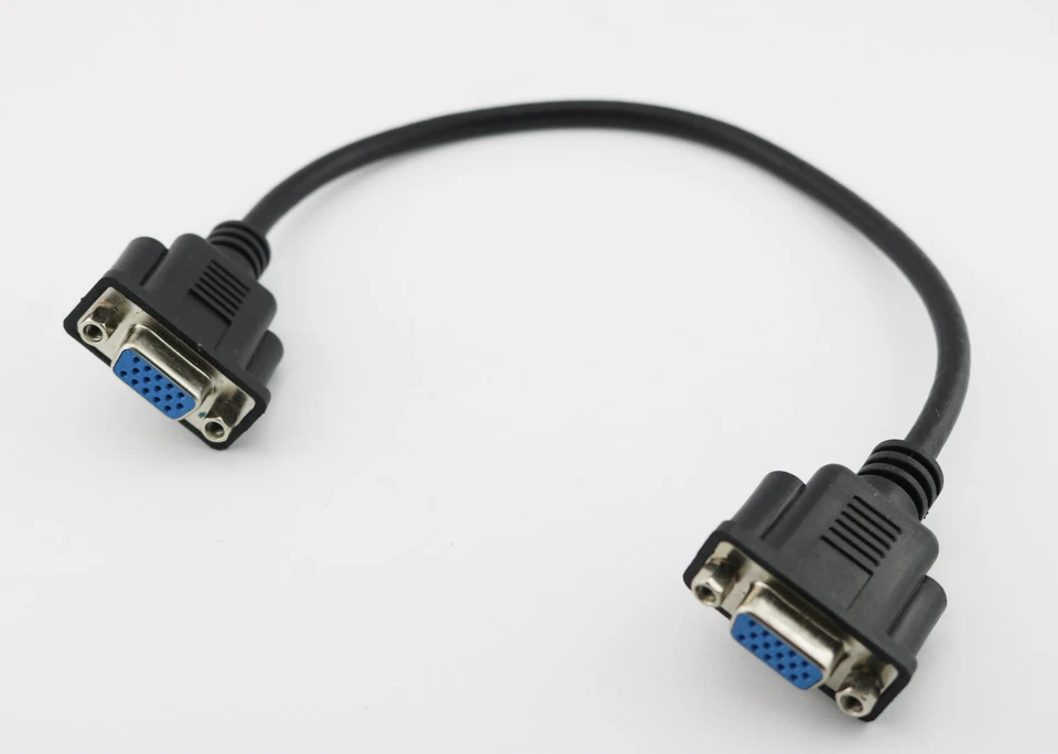 1x VGA 15 Pin Female to Female Plug Computer Monitor Cable Wire Cord 1FT Black - Image 3 of 4