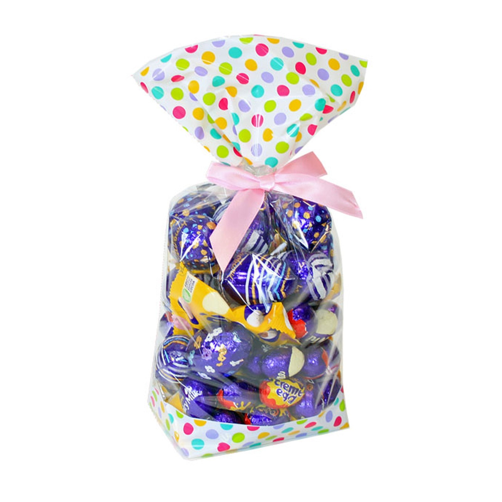 SPOTTY Polka Dot Block Bottom Candy Treat Sweet Wedding Favour Bags x 50