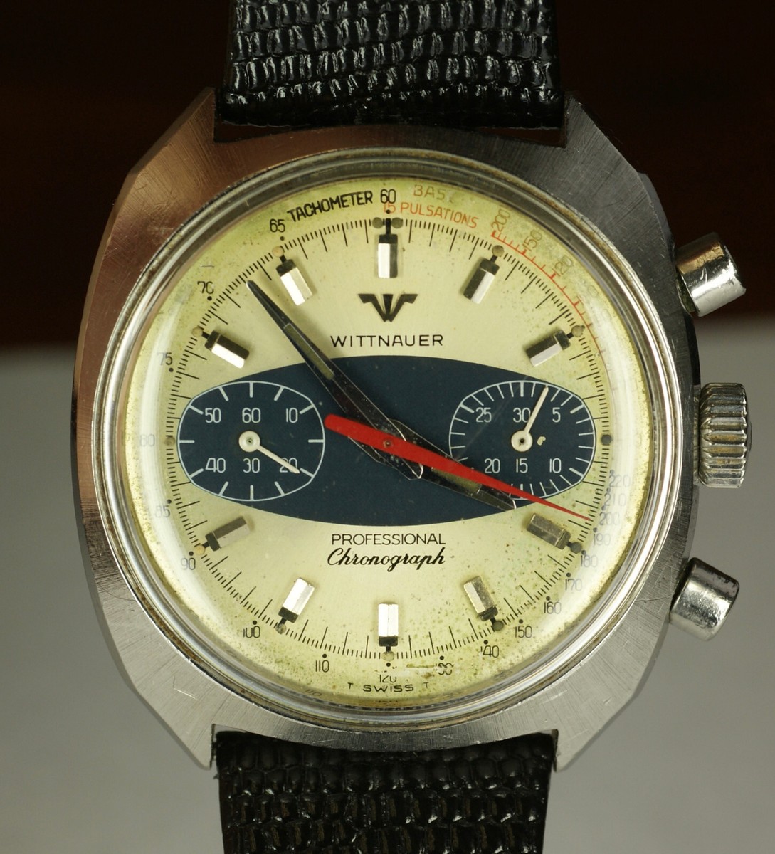 WITTNAUER Professional Chronograph Surf Board Vtg Retro Swiss