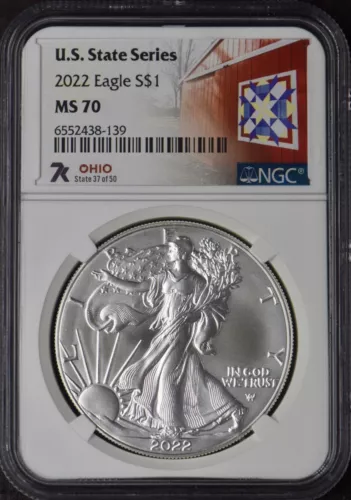 2022 American Silver Eagle - NGC MS70 - 7K Ohio - ✪COINGIANTS✪