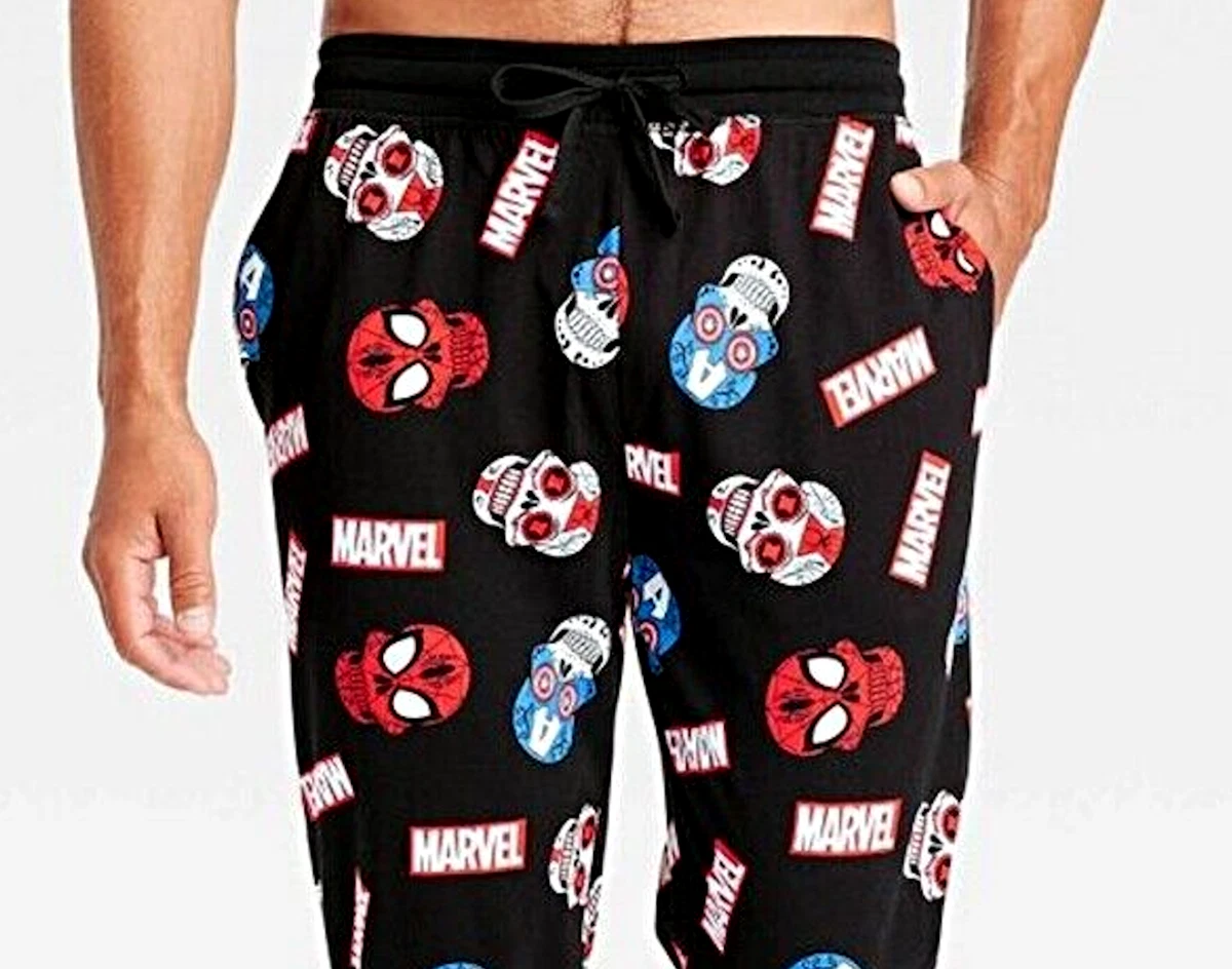 Marvel Halloween Pajama Pants Sleep S M L XL Spiderman Skulls Mens