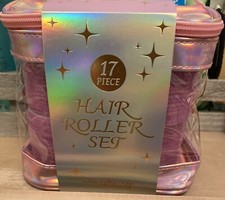        17 PC Hair Roller Set  Shiny Pink Case, 8 Multiple Size Rollers  8 Clips