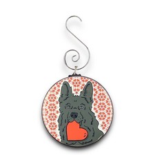 Black German Shepherd Valentines Day Mini Ornament Handmade Holiday Gift Decor