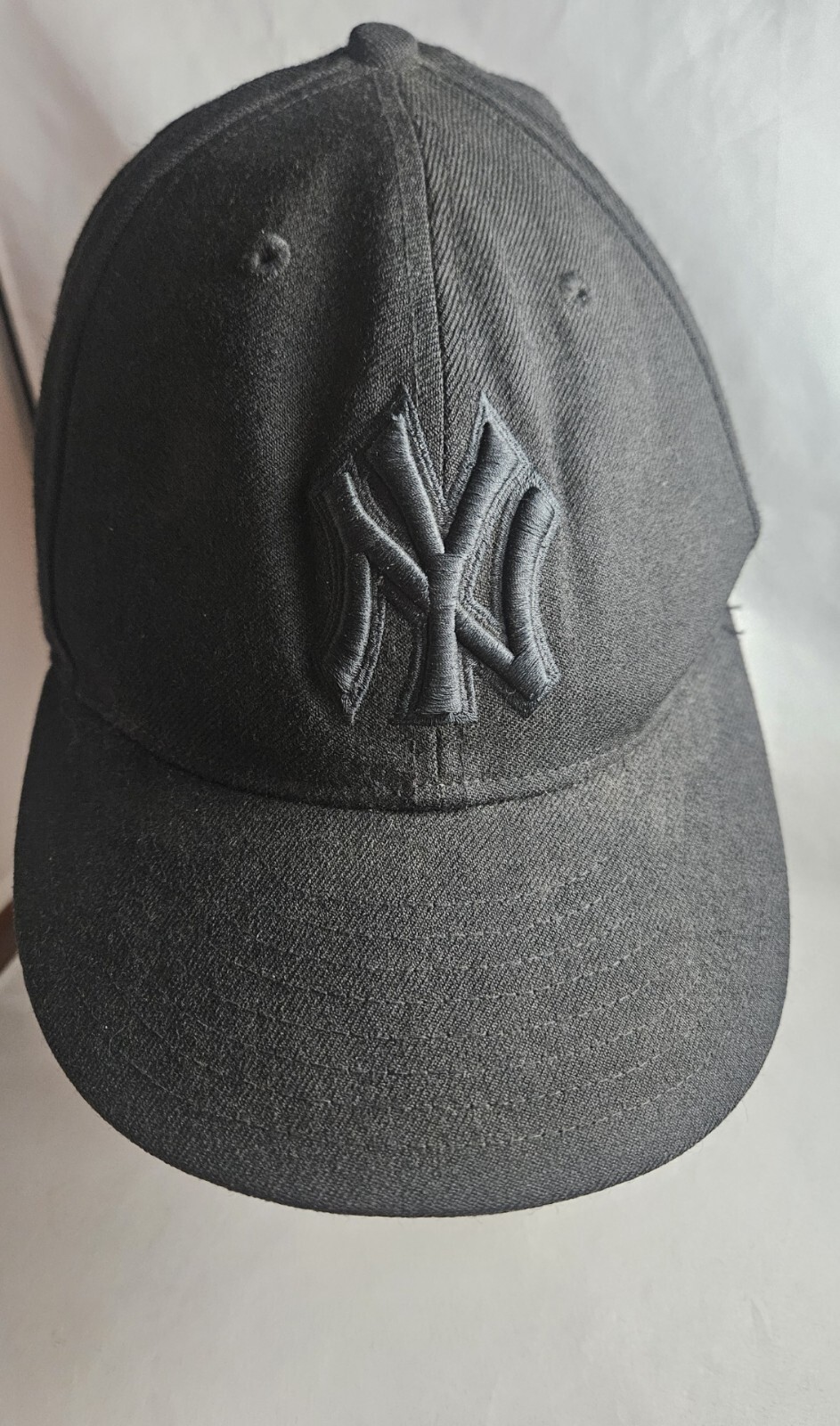 MLB New York Yankees NY 59FIFTY 5950 Fitted New Era Hat Cap All Black 7 5/8 Wool