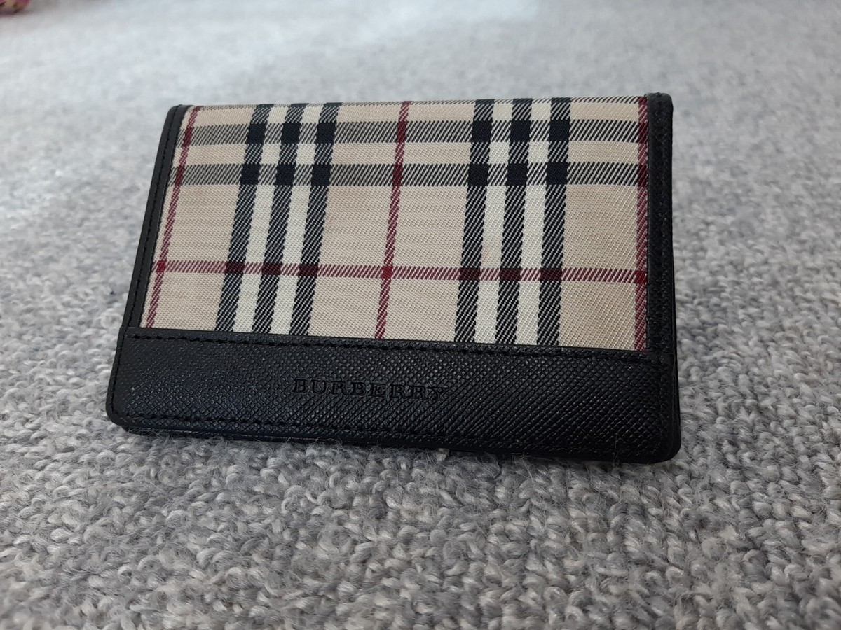 小物 Burberry Folding wallet Nova check Burberry Bifold Card Holder Wallet Black Beige Leather