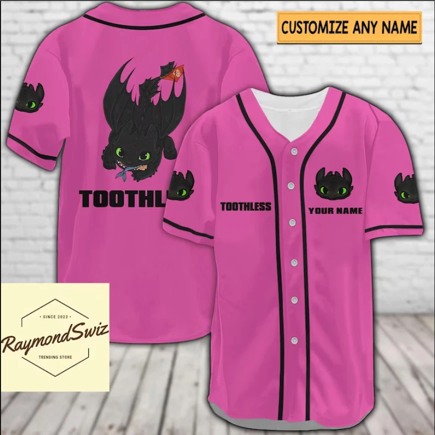 Halloween Toothless Pink 3D Baseball Jersey Shirt