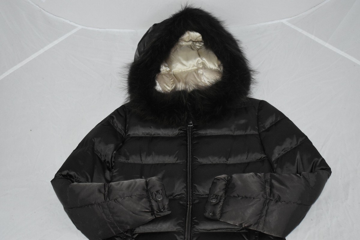 Prada Dark Brown Black Down Quilted Jacket Coat Fur Hood Prada Dark Brown Black Down Quilted Jacket Coat Fur Hood