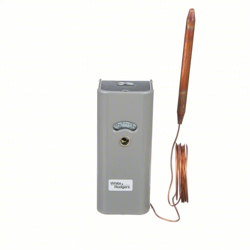 EMERSON Line Volt Mechanical Tstat: -30° to 90°F, Steel, Adj, 4.5° to 40°F, 120