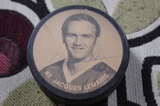 Jacques Lemaire signed 1991 Montreal Canadiens Sports-Flash NHL Photo Puck - JSA