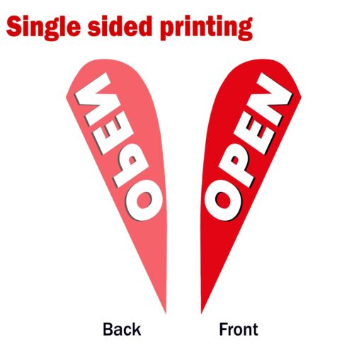 'OPEN' Teardrop Flag 3m Red Single side, flying banner with Pole Kit for shop - Picture 3 of 9