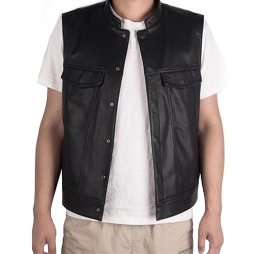faux leather vest mens