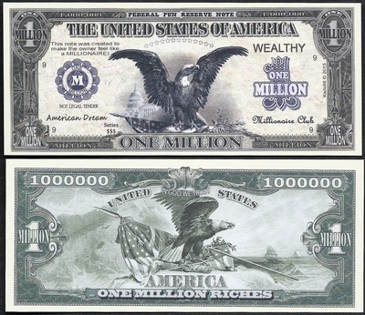 Black Eagle American Dream Million Dollar Bill - Lot of 2 BILLS 