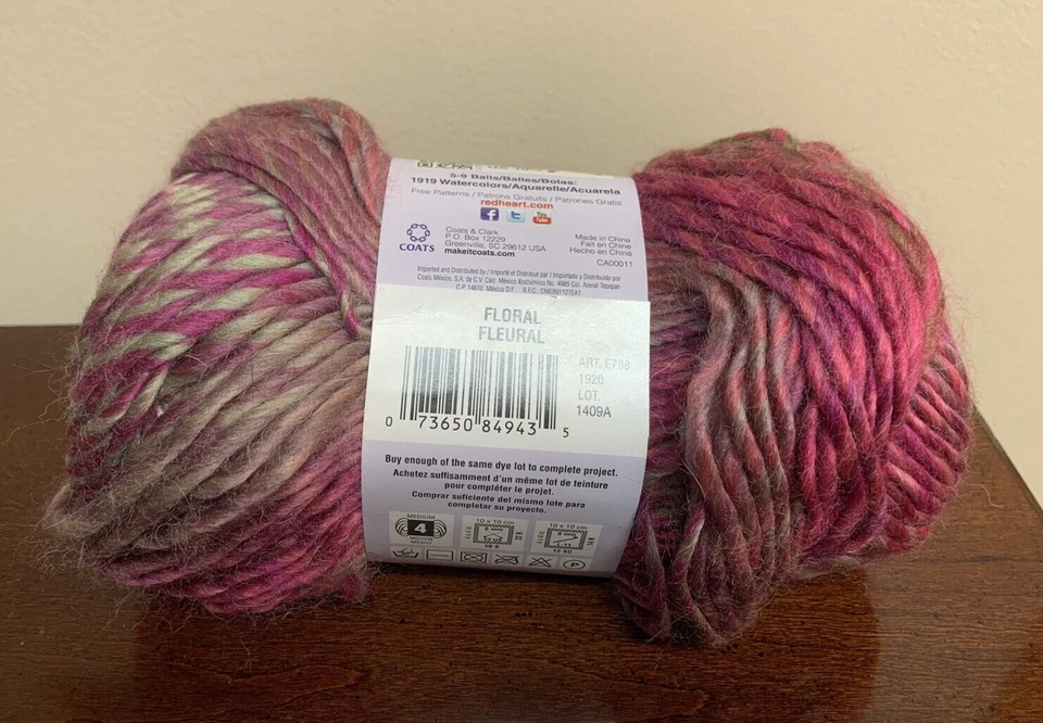 New Red Heart Boutique Treasure Yarn 3.5 oz Color 1920 Pink Floral - One Skein - Image 3 of 3