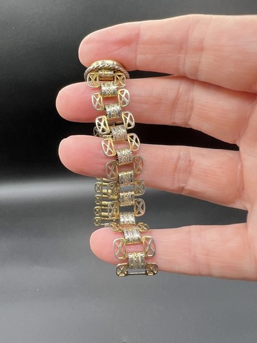 Vintage Art Deco Style Etched Bovine Bone Filigree Bracelet - Picture 5 of 9