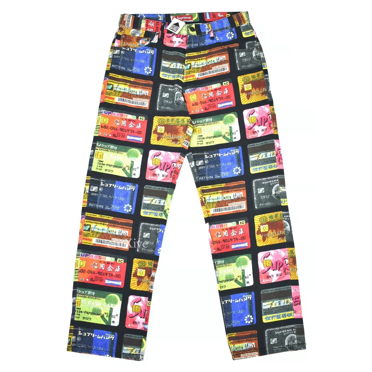 NWT Supreme Credit Cards Print Denim Jeans Multicolor Men's 30 DS SS22 AUTHENTIC