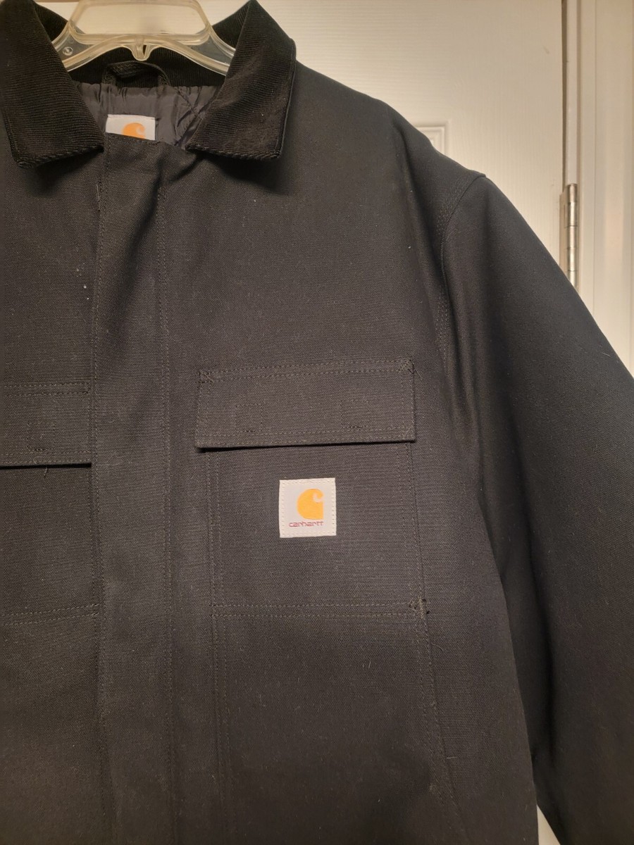 Carhartt C003-BLK Quilted Black Work Duck Chore Coat Jacket Men's