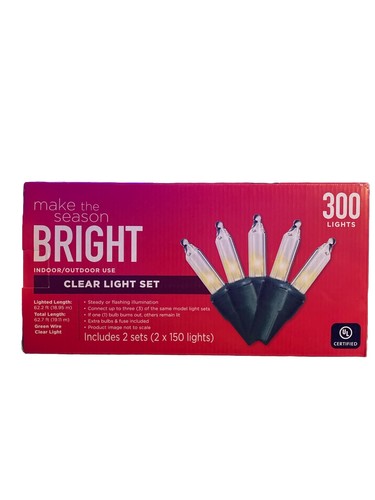Make The Season Bright Indoor/Outdoor Clear Light Set, 2 Sets (2 x 150 Lights) - 第 1/4 張圖片