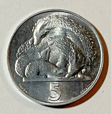 1975 San Marino 5 Lire Coin European Hedgehog Family Animal Wildlife
