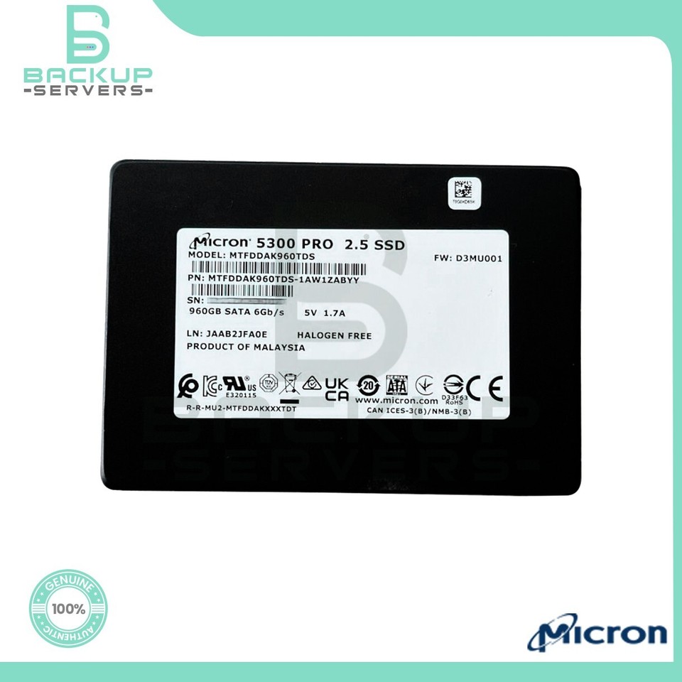 SSD Micron 5300 PRO 960Go – SATA 6G, 2.5 Pouces, Reconditionné, 1 An Garantie