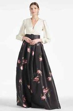 NEW, /missing belt Sachin Babi Zoe Gown - Ivory/Noir Blossom Size 4 MD344