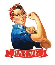 temporary tattoo - Set of two wrist size Supermom  approx. 1.5" each 