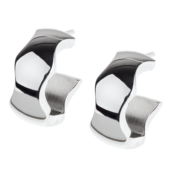 Ernstes Design Ohrstecker Halbcreolen Edelstahl Poliert E580-image