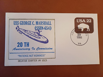 US Navy:  USS George C. Marshall (SSBN 654), 20th Anniv. in Commission 1986 (#4)