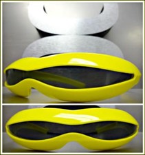 SPACE ROBOT RAVE DJ COSTUME CYCLOPS FUTURISTIC SHIELD SUN GLASSES Yellow Frame