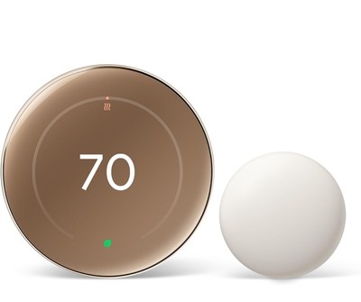 Google Nest Learning Thermostat (4th Gen 2024 )Polished Gold  Temperature Sensor