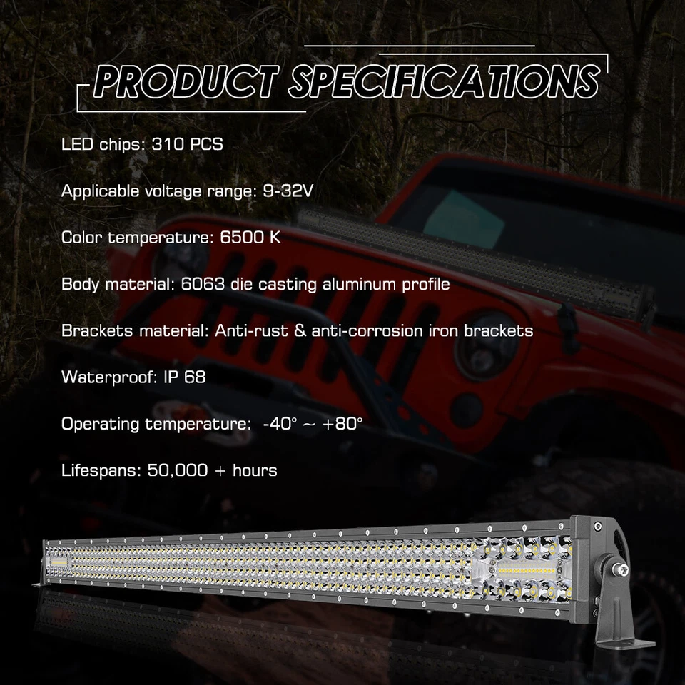 Barra de luz LED de 40 pulgadas cuádruple/doble fila punto inundación trabajo todoterreno lámpara de conducción ATV UTV Foto 4 de 4