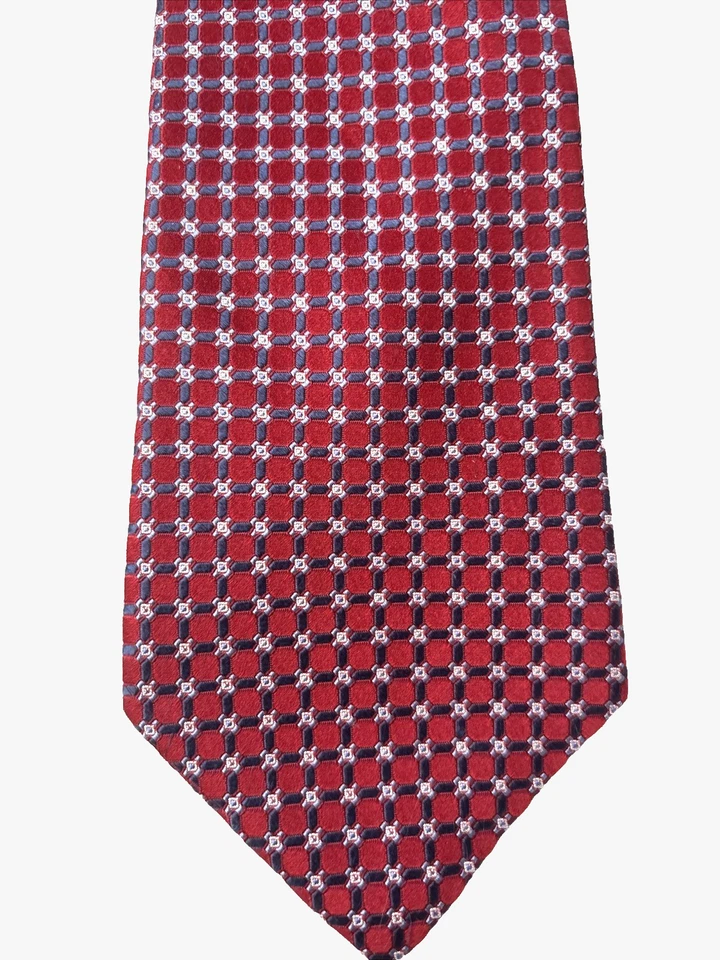 Jones New York 100% 真丝男式领带银色方格勃艮第提花 61x3 6/8 — 第 2/4 张图片