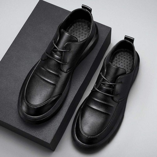 Men's Leather Shoes Business Casual Slip-on Dress Shoes Daily Wear Round Toe Fla - 第 1/12 張圖片