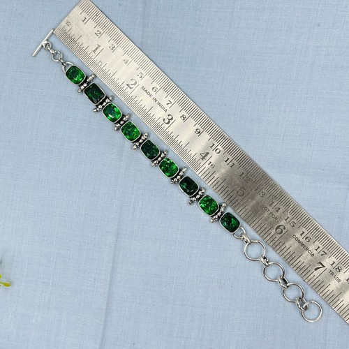 925 Sterling Silver Emerald Cut Peridot Jewelry Tennis Chain Bracelet Jewelry - Picture 3 of 8