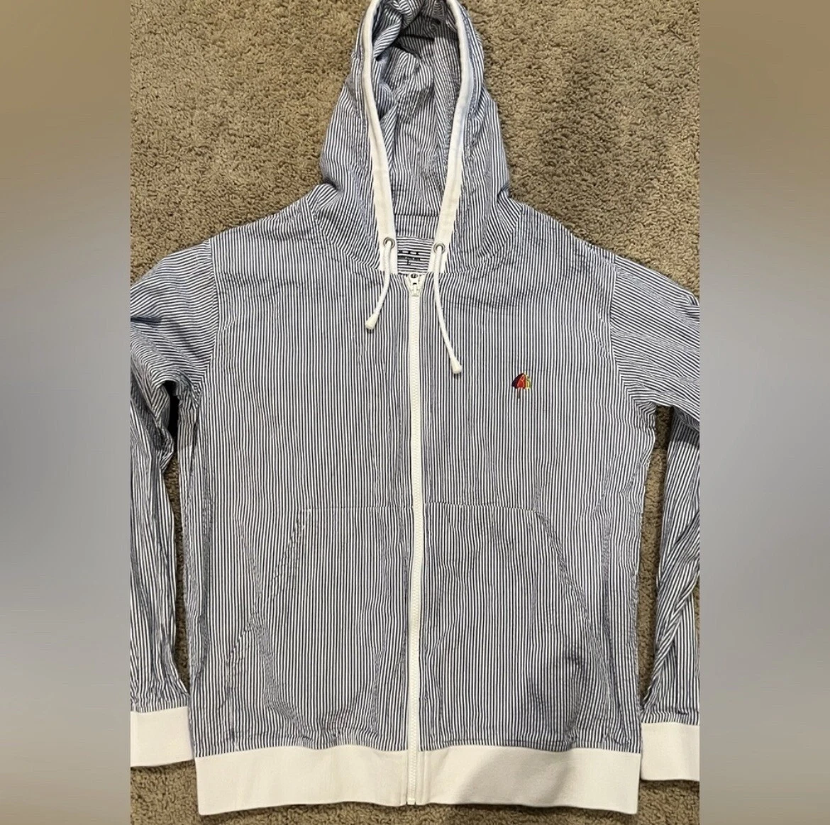 MRK Seersucker Full Zip Hoodie Sweater Summer Lightweight
Opens in a new window or tab