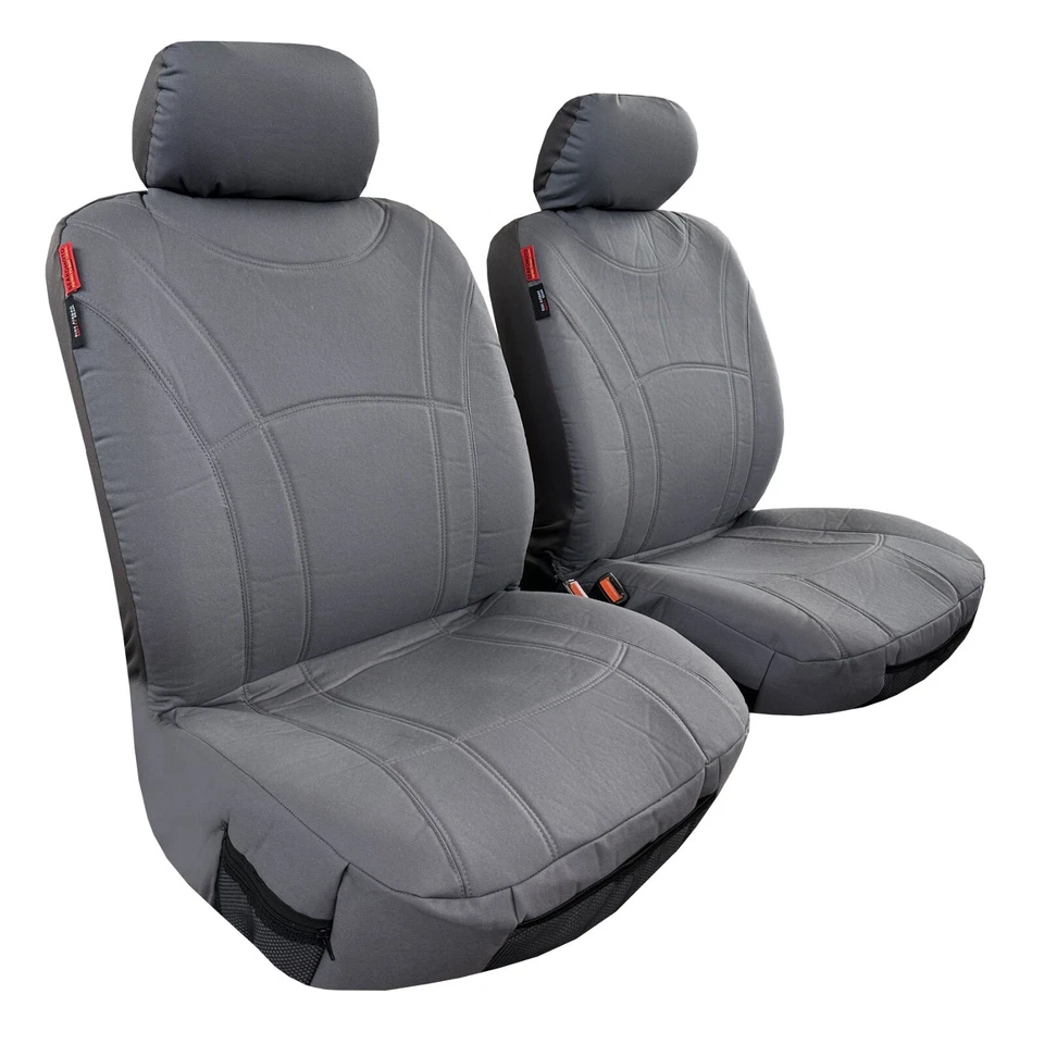 Fundas de asiento delanteras de lona de algodón gris impermeable de 18 onzas para Ford Mystique Foto 4 de 4