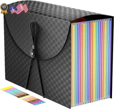 24 Pockets Expanding File Folders Accordian File Organizer Storage Box FREE SHIP