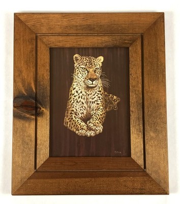 Leopard Print (6 x 8) & Solid Dk Wood Picture Frame (12.5 x 10.5) - Contemporary