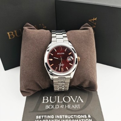 Bulova Men's Surveyor Red Dial Automatic Stainless Steel Watch