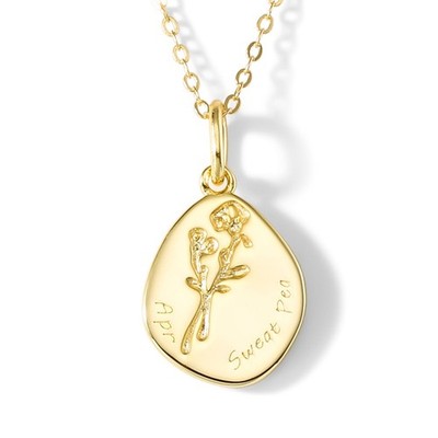 Birth Flower Necklace 18k Gold Plated Custom Pendant Necklaces Dainty Perso - 01