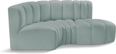 Modern Mint Green Modular Sofa with Deep Channel Tufting - 70'' W