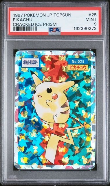 PSA Mint 9 1997 Pokemon JPN Topsun #25 Pikachu Cracked Ice Prism (POP 4)