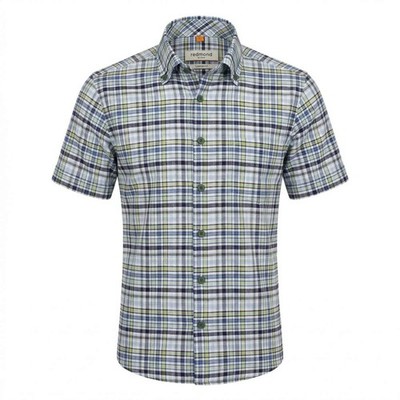 Redmond Mens Shirt Short Sleeve Comfort Fit Blue Green Plaid 261015999 600